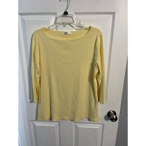 Cotton Lani 3/4 Sleeve Shirt Size L Yellow